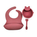 Silicone Baby Dinner Set With Bowl Bib Spoon